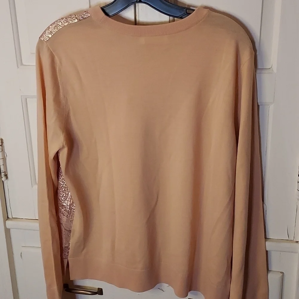 Tory Burch Wool/Silk Cloque Front Sweater